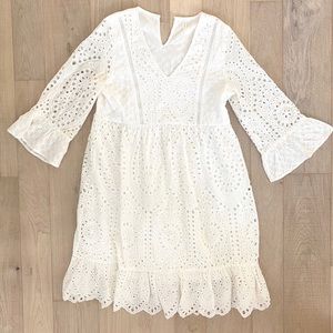 Ivory Crochet Overlay Maternity Dress
